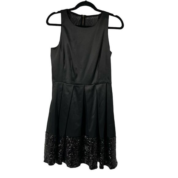 Taylor Black Sequin Hem Sleeveless Dress - Picture 1 of 9